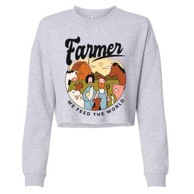 Farmer We Feed The World Cropped Pullover Crew