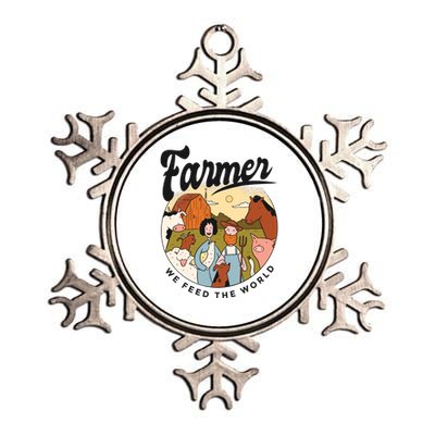 Farmer We Feed The World Metallic Star Ornament