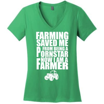 Farming Saved Me From being A Pornstar Women's V-Neck T-Shirt