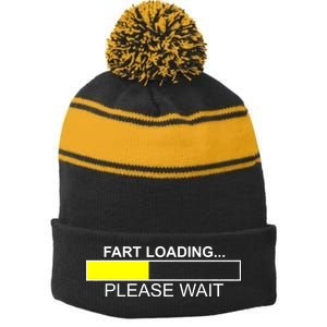 Fart Loading Stripe Pom Pom Beanie