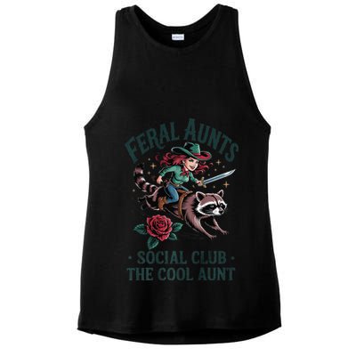 Feral Aunts Social Club The Cool Aunt Pregnancy Raccoon Gift Ladies PosiCharge Tri-Blend Wicking Tank