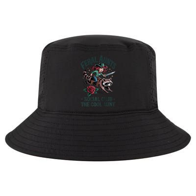 Feral Aunts Social Club The Cool Aunt Pregnancy Raccoon Gift Cool Comfort Performance Bucket Hat