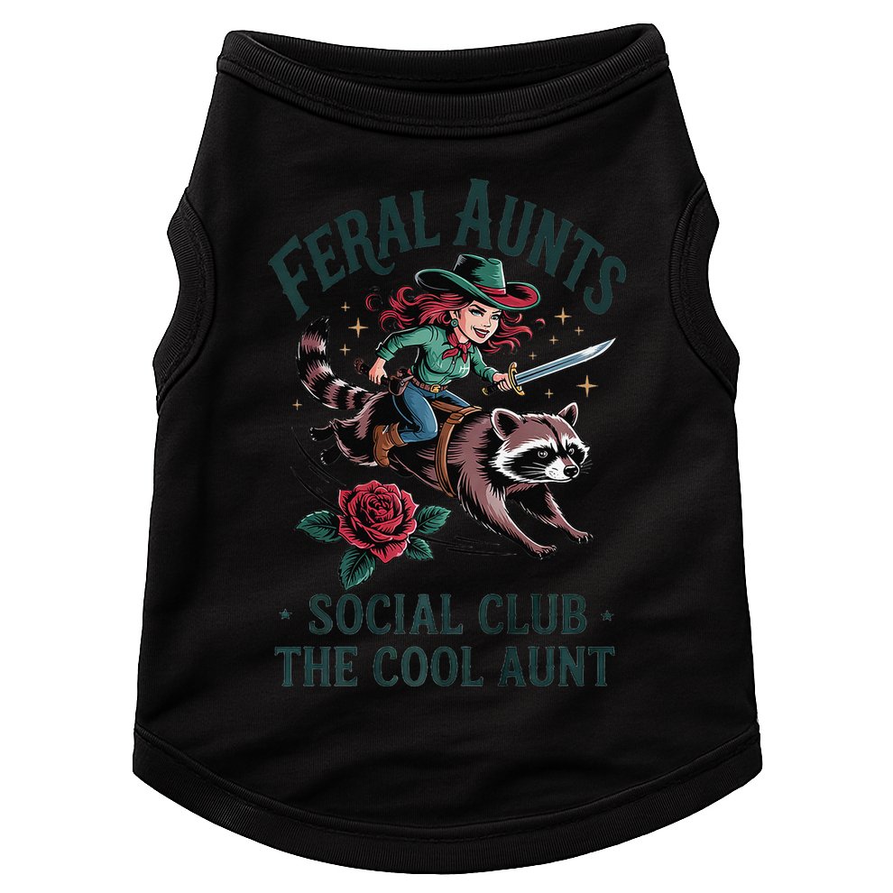 Feral Aunts Social Club The Cool Aunt Pregnancy Raccoon Gift Doggie Tank