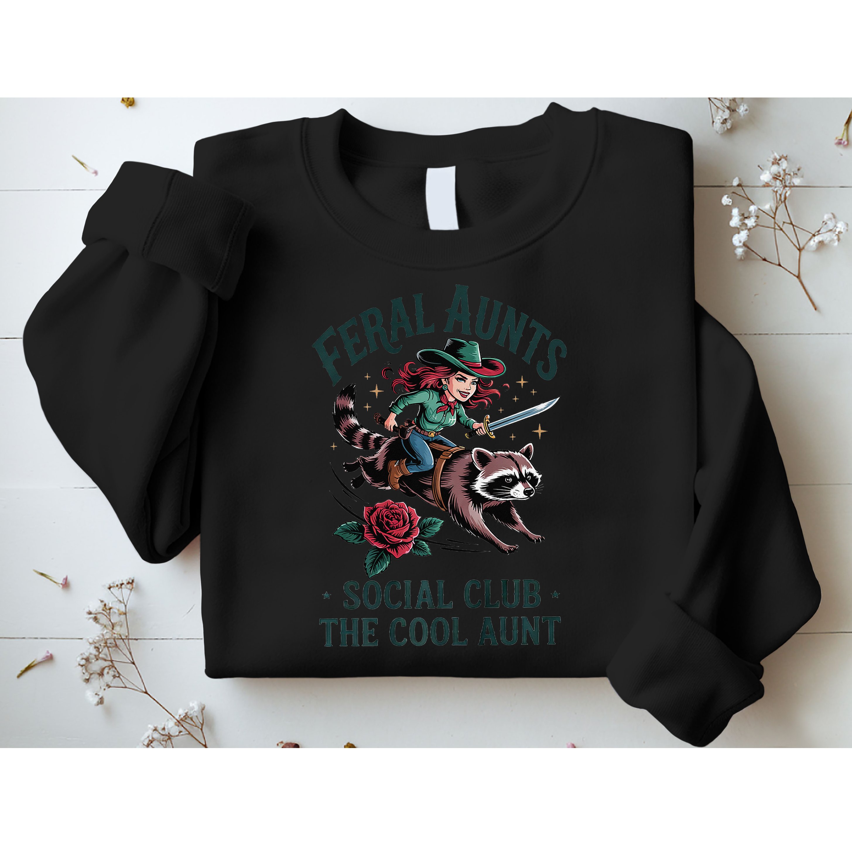 Feral Aunts Social Club The Cool Aunt Pregnancy Raccoon Gift Sweatshirt