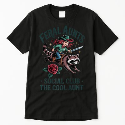 Feral Aunts Social Club The Cool Aunt Pregnancy Raccoon Gift Tall T-Shirt