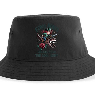 Feral Aunts Social Club The Cool Aunt Pregnancy Raccoon Gift Sustainable Bucket Hat