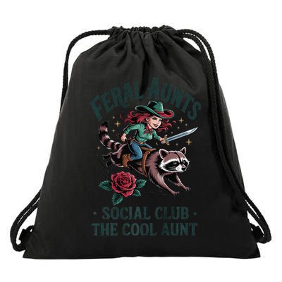 Feral Aunts Social Club The Cool Aunt Pregnancy Raccoon Gift Drawstring Bag