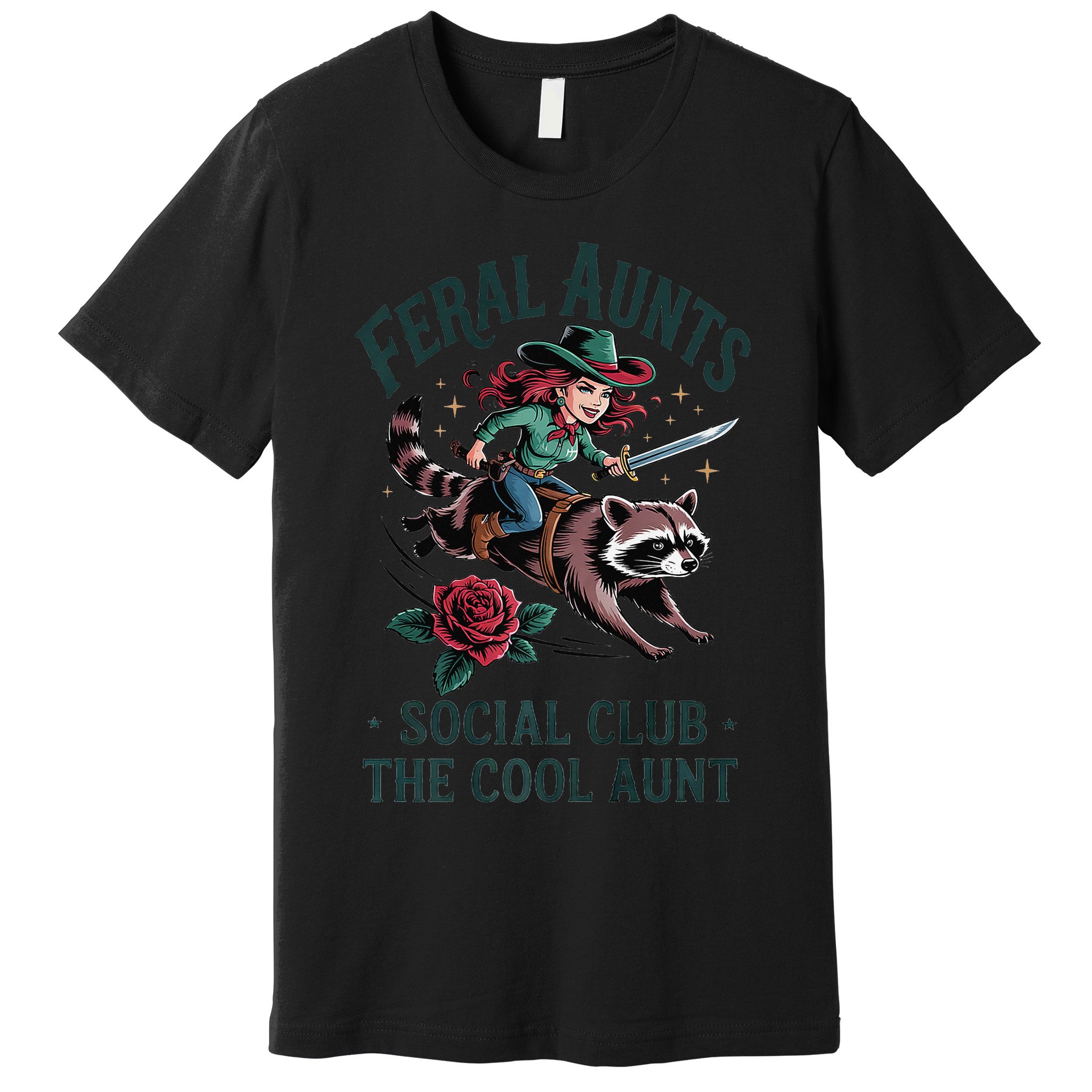 Feral Aunts Social Club The Cool Aunt Pregnancy Raccoon Gift Premium T-Shirt