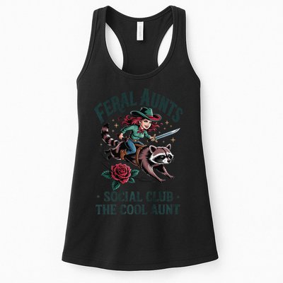 Feral Aunts Social Club The Cool Aunt Pregnancy Raccoon Gift Womens Tank Top