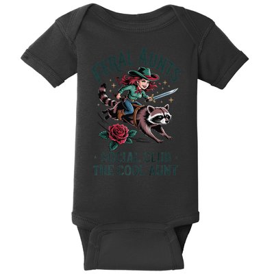Feral Aunts Social Club The Cool Aunt Pregnancy Raccoon Gift Baby Bodysuit