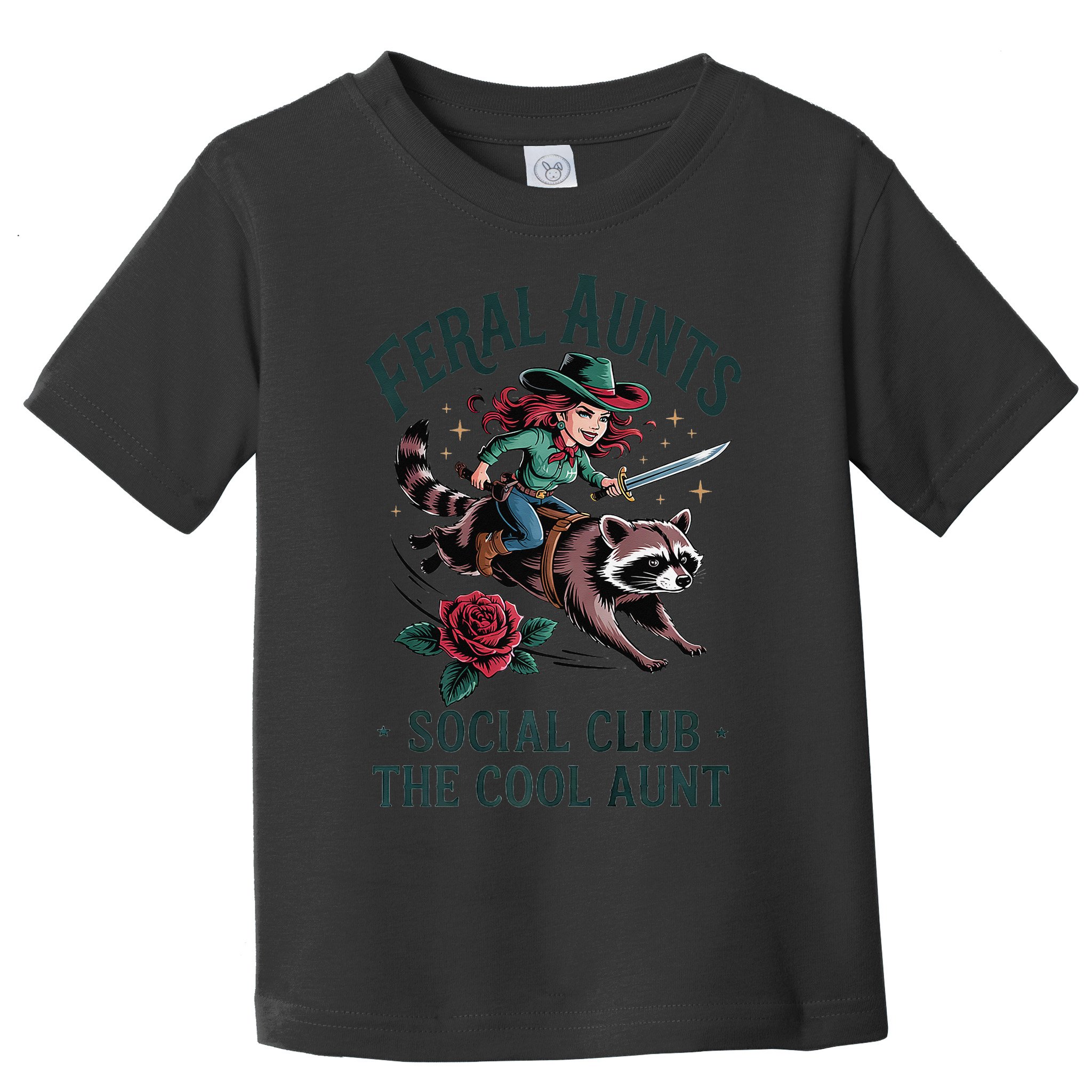 Feral Aunts Social Club The Cool Aunt Pregnancy Raccoon Gift Toddler T-Shirt