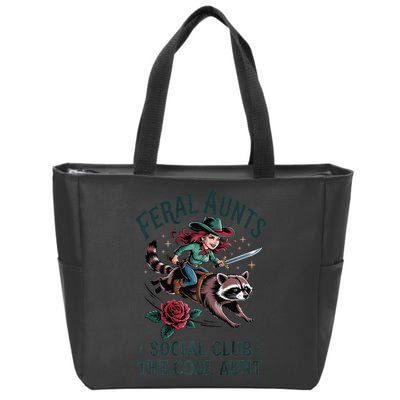Feral Aunts Social Club The Cool Aunt Pregnancy Raccoon Gift Zip Tote Bag