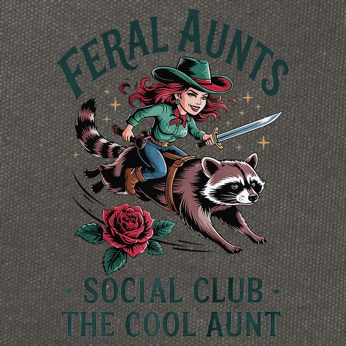 Feral Aunts Social Club The Cool Aunt Pregnancy Raccoon Gift Cotton Canvas Backpack