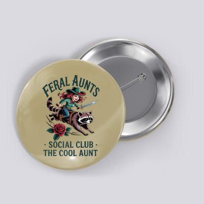 Feral Aunts Social Club The Cool Aunt Pregnancy Raccoon Gift Button