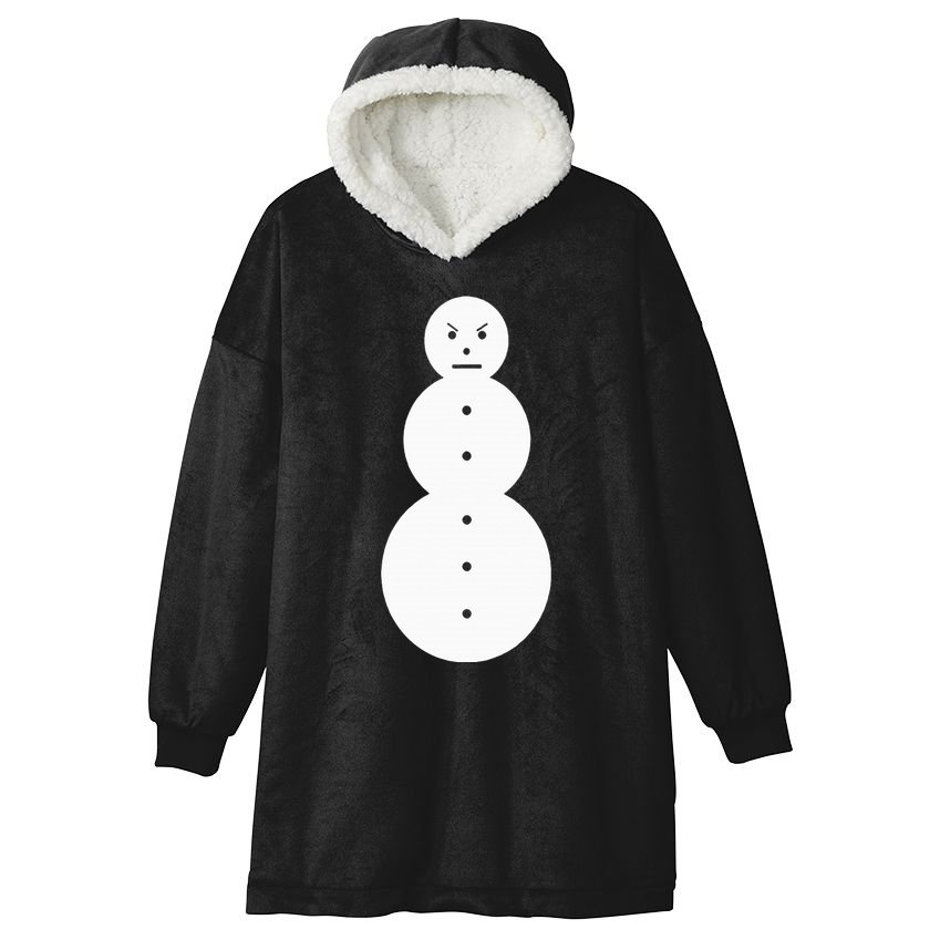 Funny Angry Snowman The Snowman Hooded Wearable Blanket