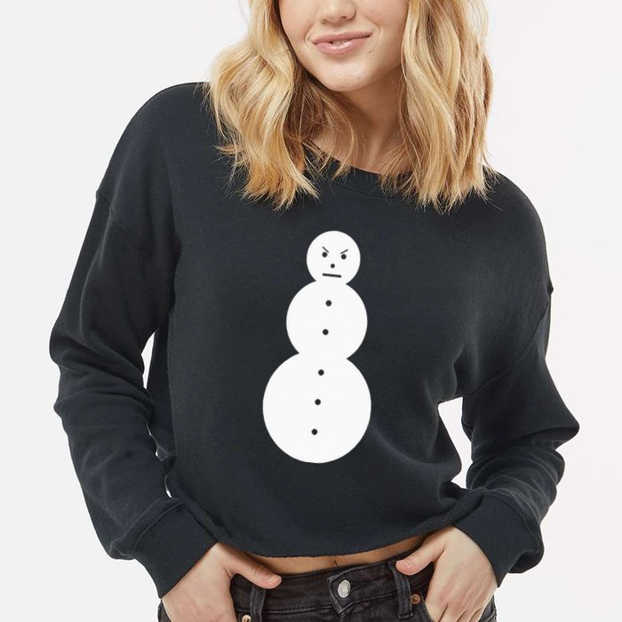Funny Angry Snowman The Snowman Cropped Pullover Crew