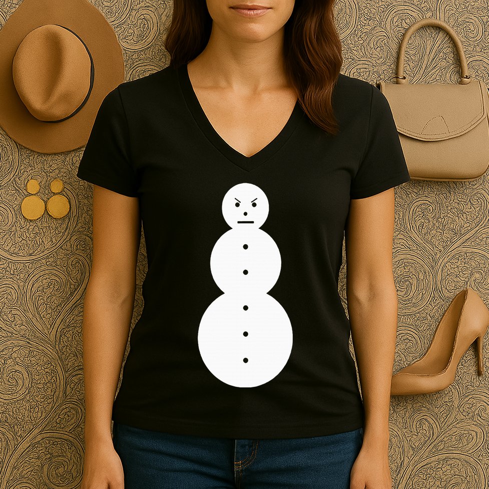 Funny Angry Snowman The Snowman Women's V-Neck T-Shirt