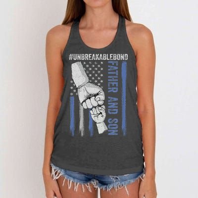 Father And Son Unbreakable Bond Father Day Gifts Women's Knotted Racerback Tank