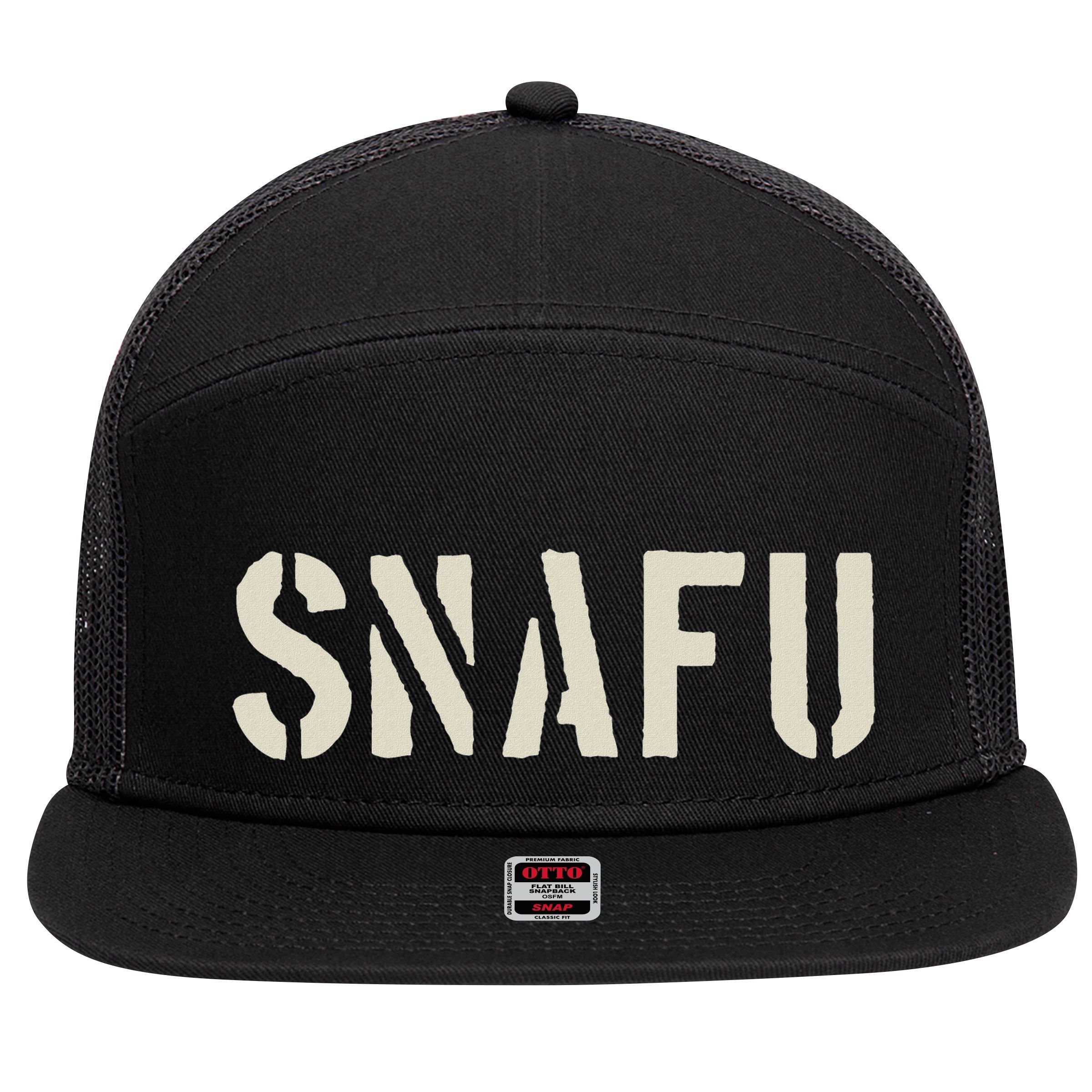 Fubar And Snafu Military And Veteran Humor 7 Panel Mesh Trucker Snapback Hat