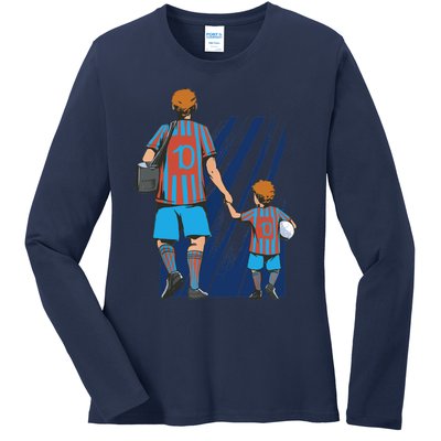 Father And Son Soccer Fans Ladies Long Sleeve Shirt