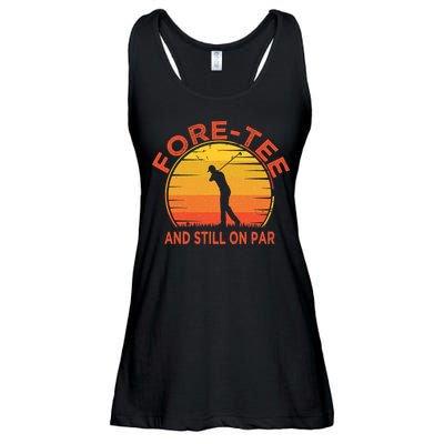 ForeTee And Still On Par Funny 40th Birthday Golfer Ladies Essential Flowy Tank