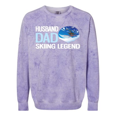 Funny Alpine Skiing Husband Dad Skiing Legend Gift Colorblast Crewneck Sweatshirt