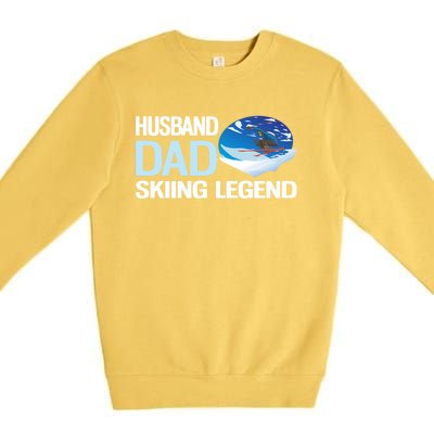 Funny Alpine Skiing Husband Dad Skiing Legend Gift Premium Crewneck Sweatshirt