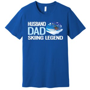 Funny Alpine Skiing Husband Dad Skiing Legend Gift Premium T-Shirt