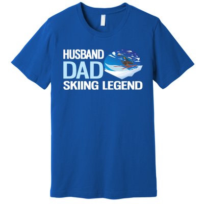 Funny Alpine Skiing Husband Dad Skiing Legend Gift Premium T-Shirt