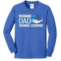 Funny Alpine Skiing Husband Dad Skiing Legend Gift Kids Long Sleeve Shirt