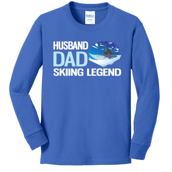 Funny Alpine Skiing Husband Dad Skiing Legend Gift Kids Long Sleeve Shirt