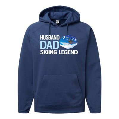 Funny Alpine Skiing Husband Dad Skiing Legend Gift Performance Fleece Hoodie