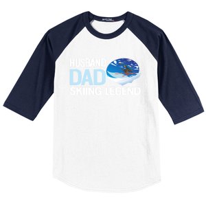 Funny Alpine Skiing Husband Dad Skiing Legend Gift Baseball Sleeve Shirt