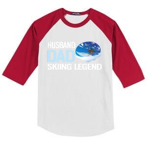 Funny Alpine Skiing Husband Dad Skiing Legend Gift Kids Colorblock Raglan Jersey