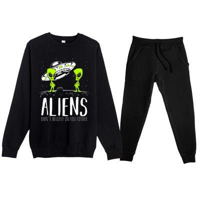 Funny Aliens Space Planets Stars Science Fans Lover Premium Crewneck Sweatsuit Set