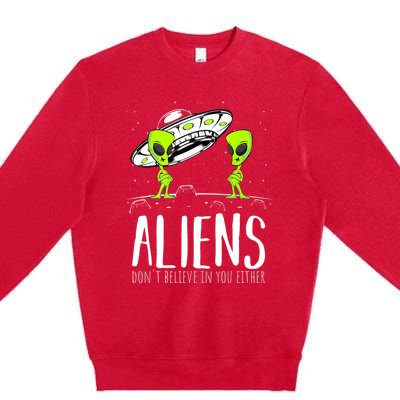 Funny Aliens Space Planets Stars Science Fans Lover Premium Crewneck Sweatshirt