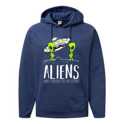 Funny Aliens Space Planets Stars Science Fans Lover Performance Fleece Hoodie