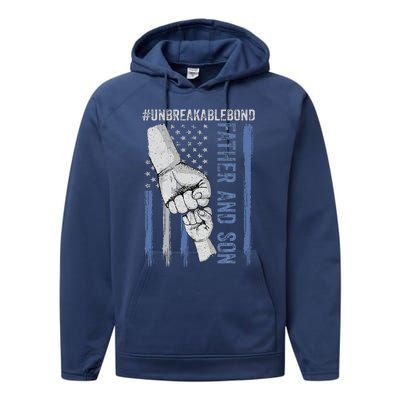 Father and Son Unbreakable Bond Father Day Gifts Performance Fleece Hoodie