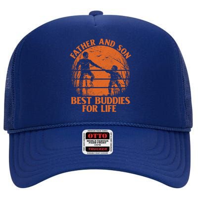 Father And Son Best Buddies For Life Gift High Crown Mesh Back Trucker Hat