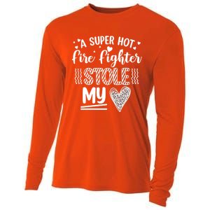 Funny A Super Hot Fire Fighter Stole My Heart Valentines Gift Cooling Performance Long Sleeve Crew