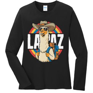 Funny Alpaca South America Traveler Bolivia La Paz Ladies Long Sleeve Shirt