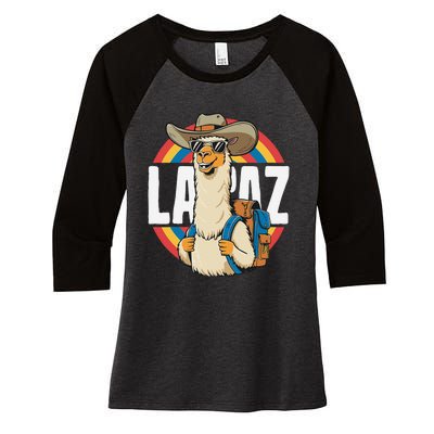 Funny Alpaca South America Traveler Bolivia La Paz Women's Tri-Blend 3/4-Sleeve Raglan Shirt