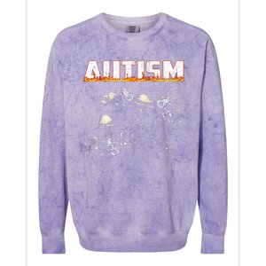 Funny Autism Skeleton Meme Halloween Costume Spooky Season Colorblast Crewneck Sweatshirt