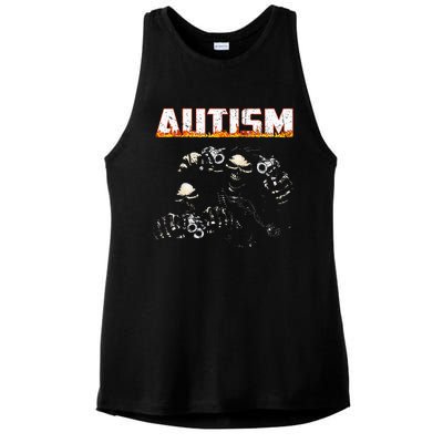 Funny Autism Skeleton Meme Halloween Costume Spooky Season Ladies PosiCharge Tri-Blend Wicking Tank