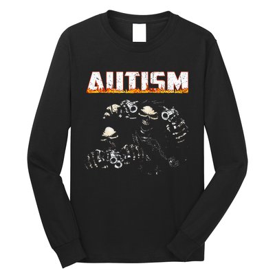 Funny Autism Skeleton Meme Halloween Costume Spooky Season Long Sleeve Shirt