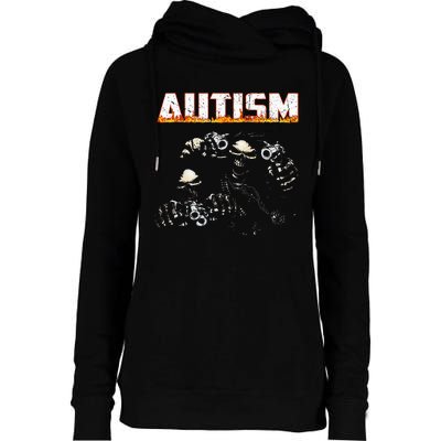 Funny Autism Skeleton Meme Halloween Costume Spooky Season Womens Funnel Neck Pullover Hood