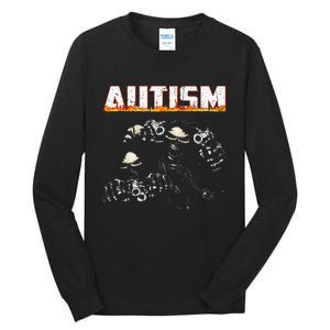 Funny Autism Skeleton Meme Halloween Costume Spooky Season Tall Long Sleeve T-Shirt