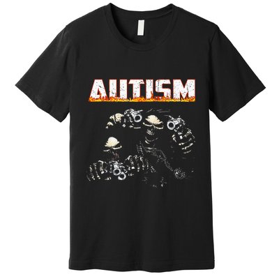 Funny Autism Skeleton Meme Halloween Costume Spooky Season Premium T-Shirt