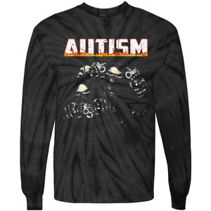 Funny Autism Skeleton Meme Halloween Costume Spooky Season Tie-Dye Long Sleeve Shirt