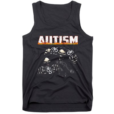 Funny Autism Skeleton Meme Halloween Costume Spooky Season Tank Top